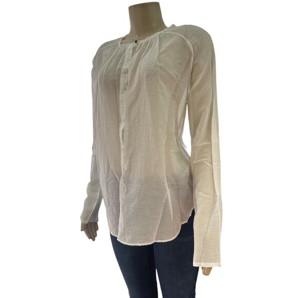 Pomandere Womens Long Sleeve Cotton Silk Top Size 42 Minimalist Lagenlook White - Picture 5 of 16